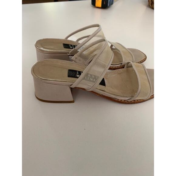 COPY - Stuart Weitzman Cream Mesh Strappy Block Heels SZ 5 - Picture 10 of 11